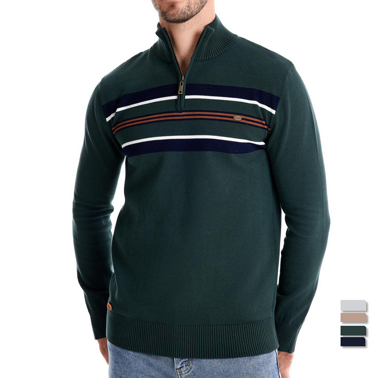 Winter-Rollkragenpullover aus Baumwolle mit Stehkragen, gerippter Business-Streifen für Herren | SW155 