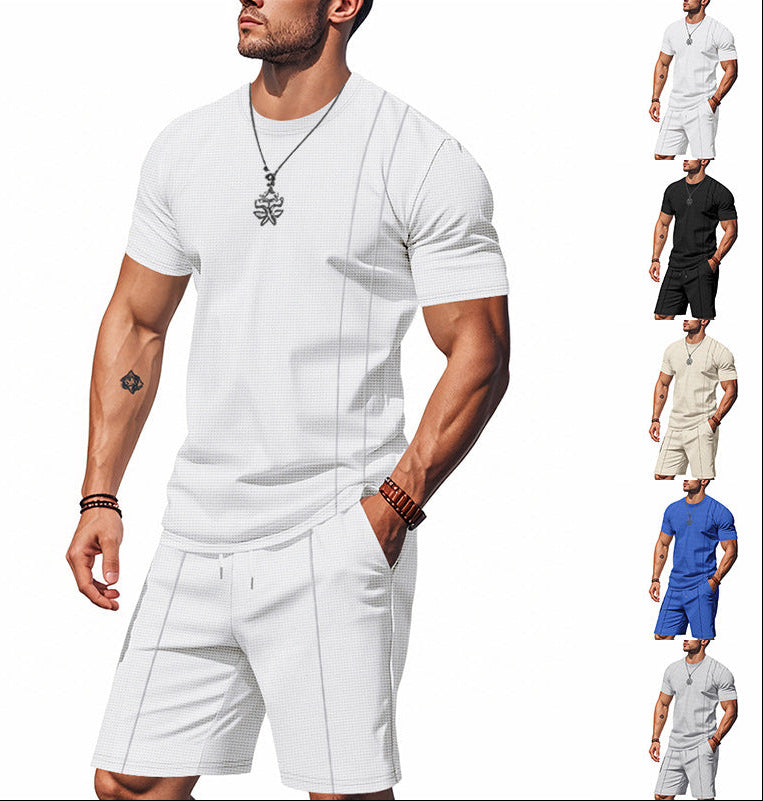 Herren-Lounge-Set mit Waffelstruktur – 2025 Frühling/Sommer, lässiges zweiteiliges Outfit | CY20 