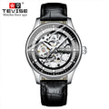 Herren Skelett Automatik Mechanische Uhr Lederarmband Uhr Top Armbanduhr | T836D 