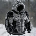 Men's Flannel Hoodie | Muscle Fit Pullover with Chest Print | Casual Athletic Streetwear Top | JLCLM