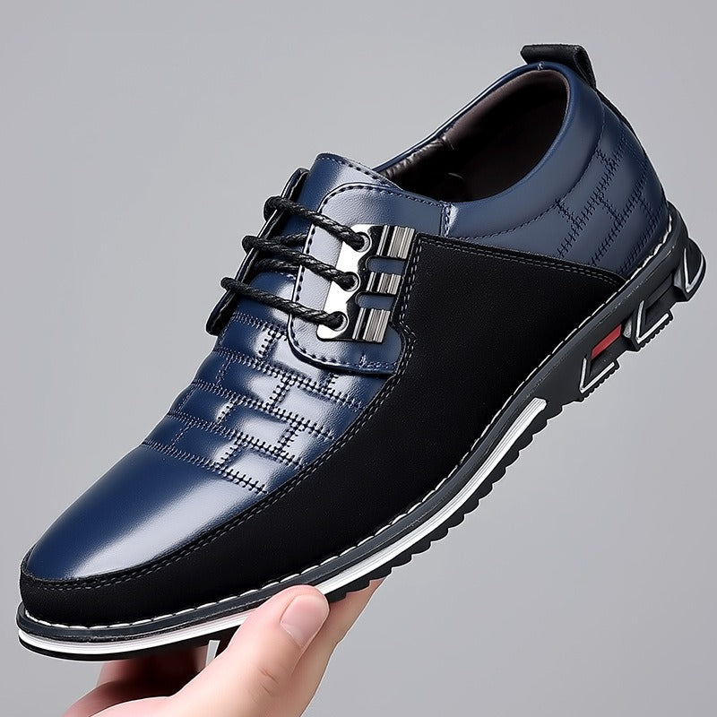 Herren-Derby-Schuhe im britischen Stil mit Karomuster, rutschfeste Leder-Loafer, Mokassins, Hochzeitsschuhe |