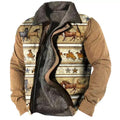 Herren Plus Size Casual Aztec Geometric Print Fleecejacke Streetwear Herbst Winter Loose Fit Mantel | TS-6594 
