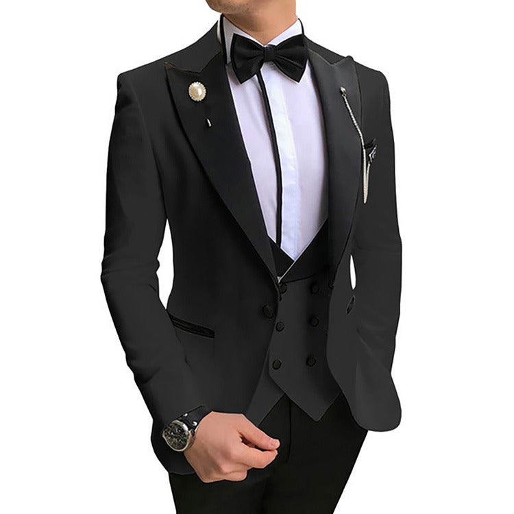 3-teiliger Slim Fit Herrenanzug Bräutigam Formelle Party Abschlussball &amp; Hochzeit Smoking Blazer Jacke Hose &amp; Weste