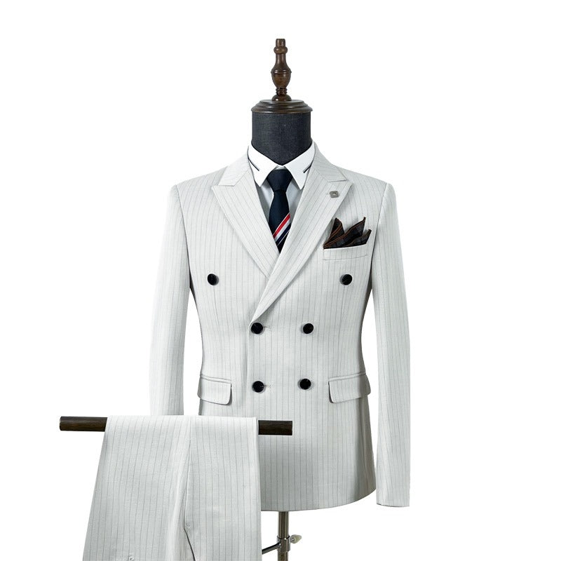 Zweireihiger Herrenanzug, 3-teilig, maßgeschneidert, Smart Fit, für Anlässe, Partys, Business-Anzüge (Blazer + Weste + Hose) | HC67 