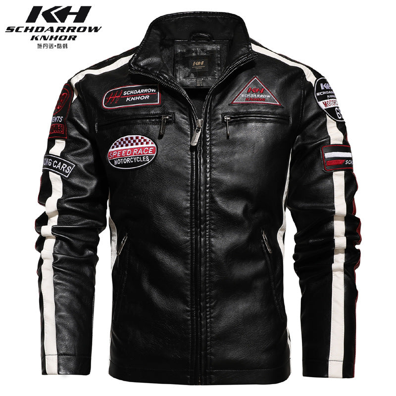 Veste en similicuir pour homme avec col montant et poches multiples | KH-188 