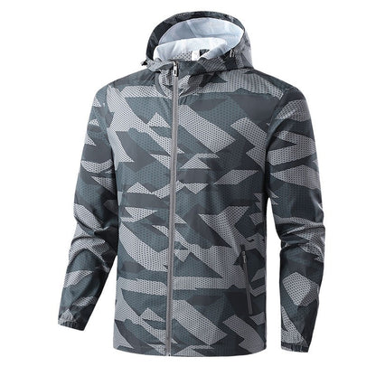 Men's Jackets Full Camouflage Printed Lightweight Jackets Hooded Full Zipper Up Trench Windbreaker Jacket |