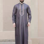 Arabische Robe für Herren, langärmlig, bestickt, Ethno-Stil, mit Stehkragen | 25017 