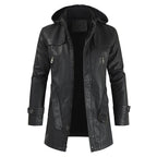 Herren-Lederjacke in mittlerer Länge, Jugend-Windjacke aus PU-Leder | XT1045 
