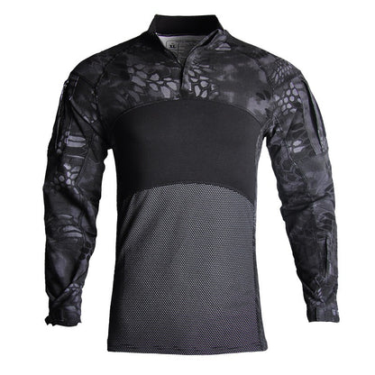 Men's Tactical Long Sleeve Shirt Airsoft Military Camo Pullover T Shirt | 00856