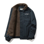 Herren Winter Warm Lamm Dicker Pelzkragen Fleece Bomber Jeansjacke | AL-1855 