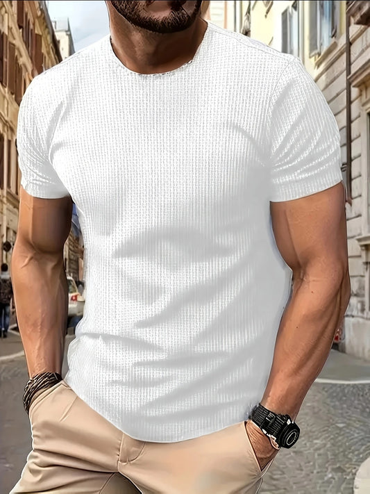 Herren-T-Shirt mit Bambusstreifen, kurzärmelig, atmungsaktiv, dehnbar, für den Sommer, Freizeitkleidung | 115 CSF 
