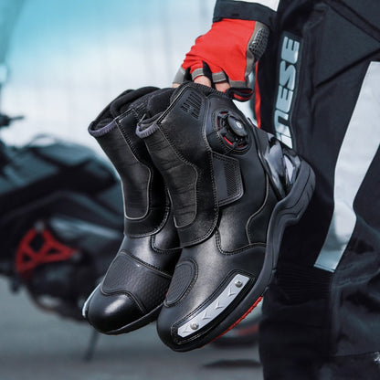 Scarpe da motociclista in pelle con supporto per caviglia impermeabile professionale | 666 