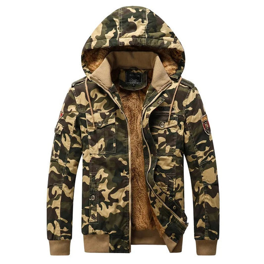 Veste à capuche épaisse et chaude en jersey de camouflage militaire de taille occidentale | K-7711 