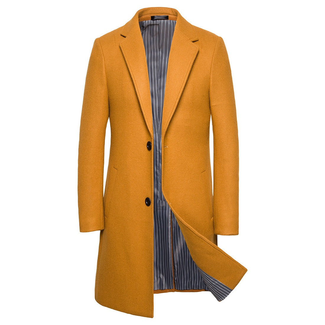Herren Trenchcoat aus Wolle mit Umlegekragen, lang, aus Wolle und Wollmischungen, Wolljacke, Mantel | JJ-YF601 