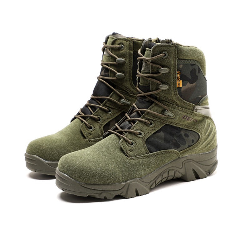 Men's Green Camouflage Delta Tactical Boots Thick Padded Collars Suede Combat Military Grade Shoes