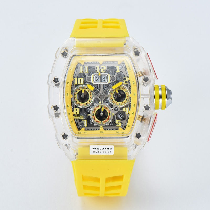 Herren Luxus Beste Sportuhr Transparentes Gehäuse Chronograph Neue Geschenkuhren | 