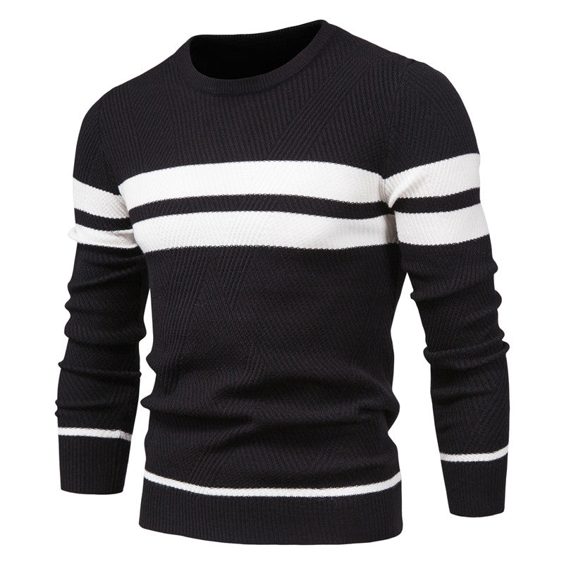 Men's O-Neck Patchwork Long-Sleeve Warm Slim Casual Fashion Sweater | 207