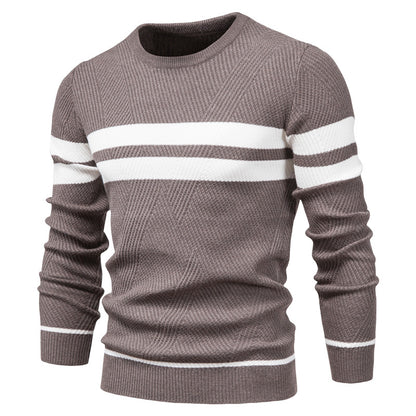 Men's O-Neck Patchwork Long-Sleeve Warm Slim Casual Fashion Sweater | 207