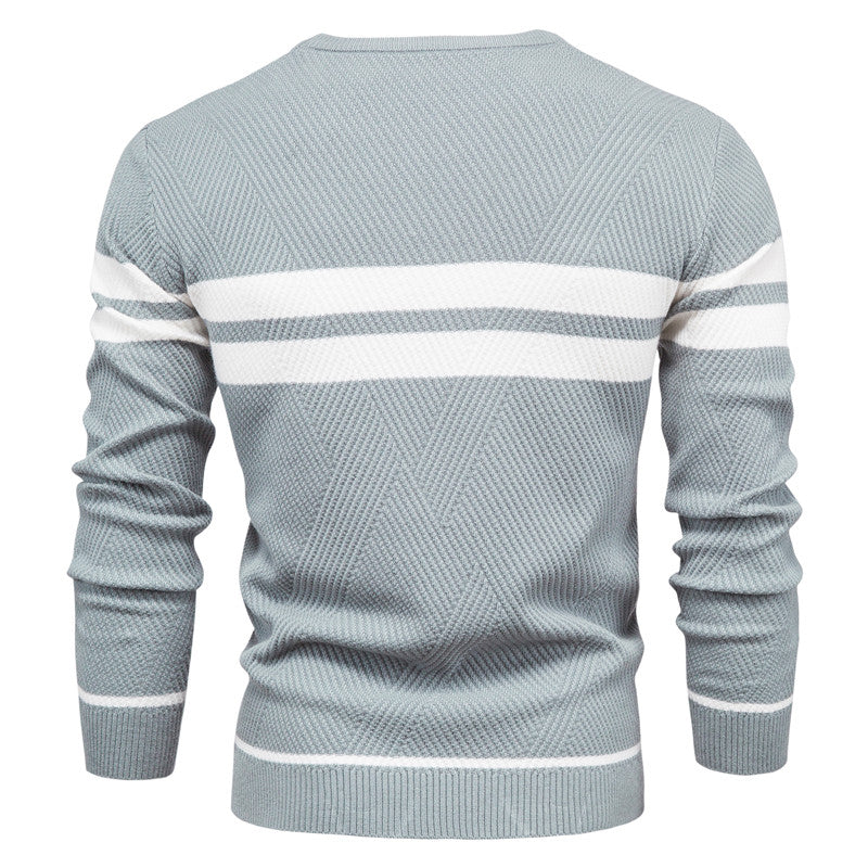 Men's O-Neck Patchwork Long-Sleeve Warm Slim Casual Fashion Sweater | 207