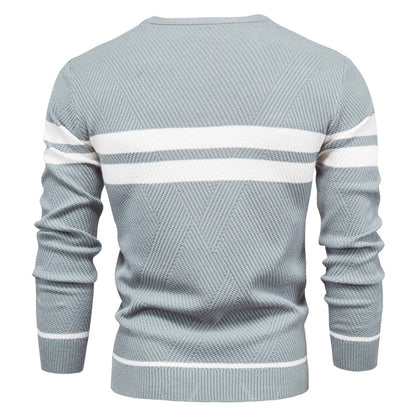 Men's O-Neck Patchwork Long-Sleeve Warm Slim Casual Fashion Sweater | 207