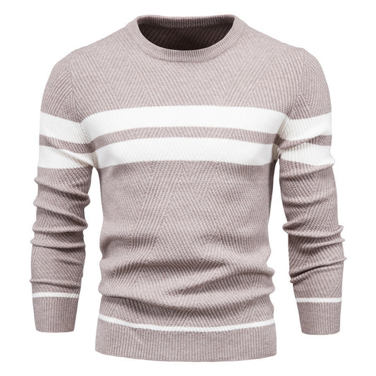 Maglione casual alla moda caldo aderente a maniche lunghe con scollo a V patchwork da uomo | 207 