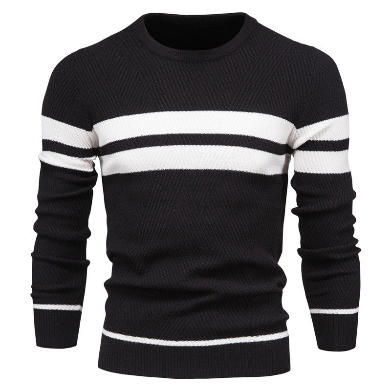 Men's O-Neck Patchwork Long-Sleeve Warm Slim Casual Fashion Sweater | 207