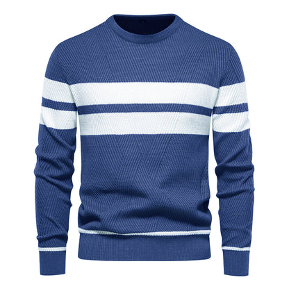 Men's O-Neck Patchwork Long-Sleeve Warm Slim Casual Fashion Sweater | 207