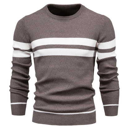 Men's O-Neck Patchwork Long-Sleeve Warm Slim Casual Fashion Sweater | 207