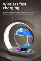 Multifunktionale 3D-Sanduhr-Nachtlicht-LED-Lampe mit 15-W-Wireless-Ladegerät für Schlafzimmer | D25 