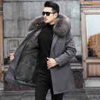 Snow Lotus Men's Mink Fur Parka 2025 Winter Detachable Mink Lining Long Coat Luxury Slim-Fit Fur-Trimmed Jacket | 215