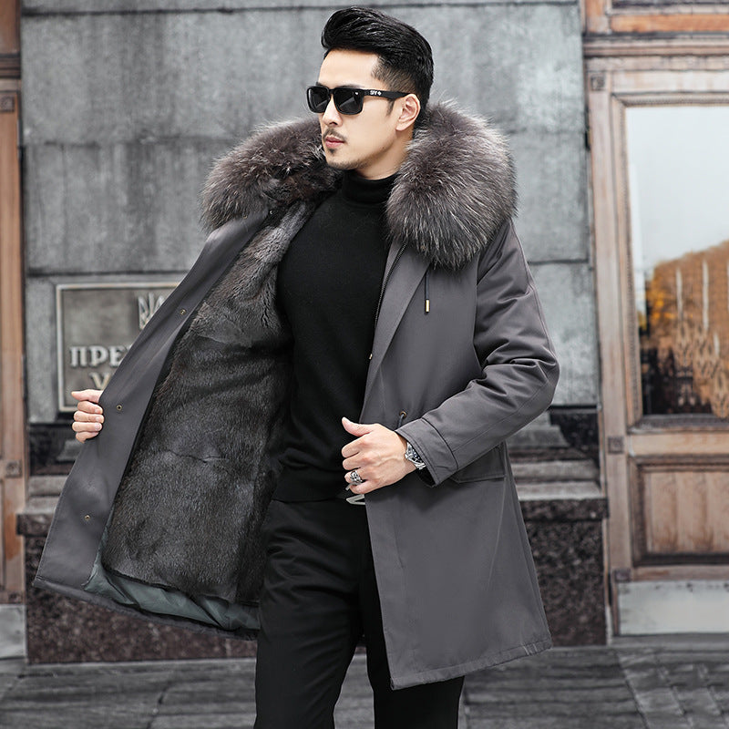 Snow Lotus Men's Mink Fur Parka | 2025 Winter Detachable Mink Lining Long Coat | Luxury Slim-Fit Fur-Trimmed Jacket | 215
