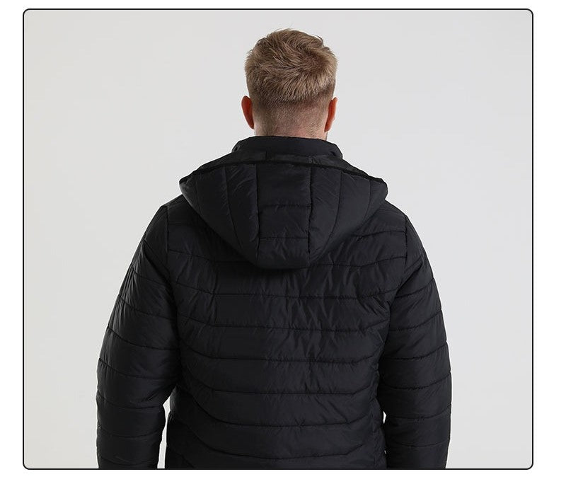 Beheizte Daunenjacke für den Winter, wiederaufladbarer Akku, USB, elektrisch beheizt, Smart-Jacke mit Kapuze | M09 