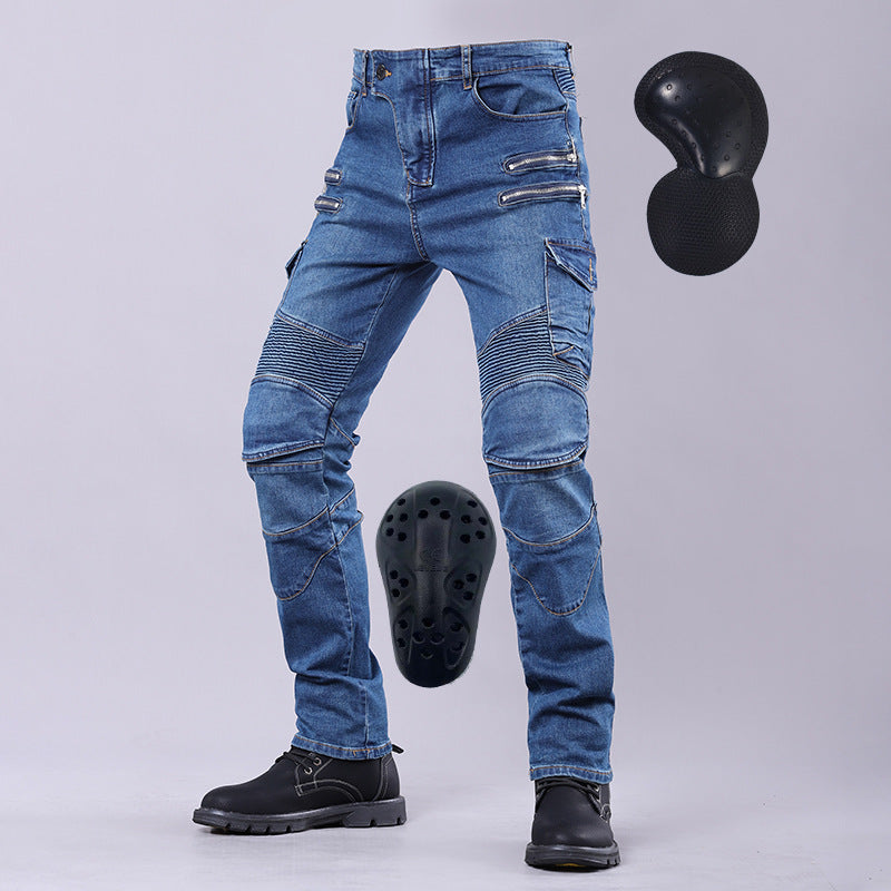MOTOJSMT Motorcycle Riding Jeans | Casual Cargo Pants with Protective Armor | Zipper Pocket Racing Trousers for Summer | MOTOJSMT