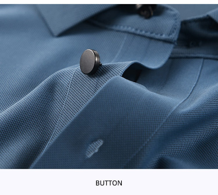 Herren Sommer Nahtloses T-Shirt Aus Eisseide Einfarbig Kurzarm Lässiges Stretch-Poloshirt | Y678 