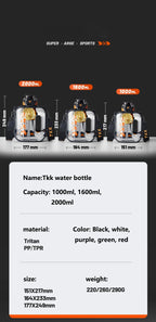 Sport-Wasserflasche TRITAN, großes Fassungsvermögen, hitzebeständig, für Outdoor-Reisen, Wasserkocher, Fitnessstudio, Fitnesskrüge | 1022 
