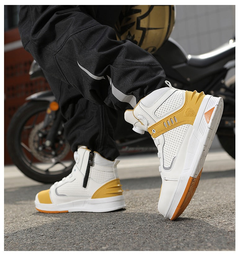 Atmungsaktive Motorradstiefel aus Leder, sturzsichere Straßenrenn- und Parkour-Reitschuhe | 229 