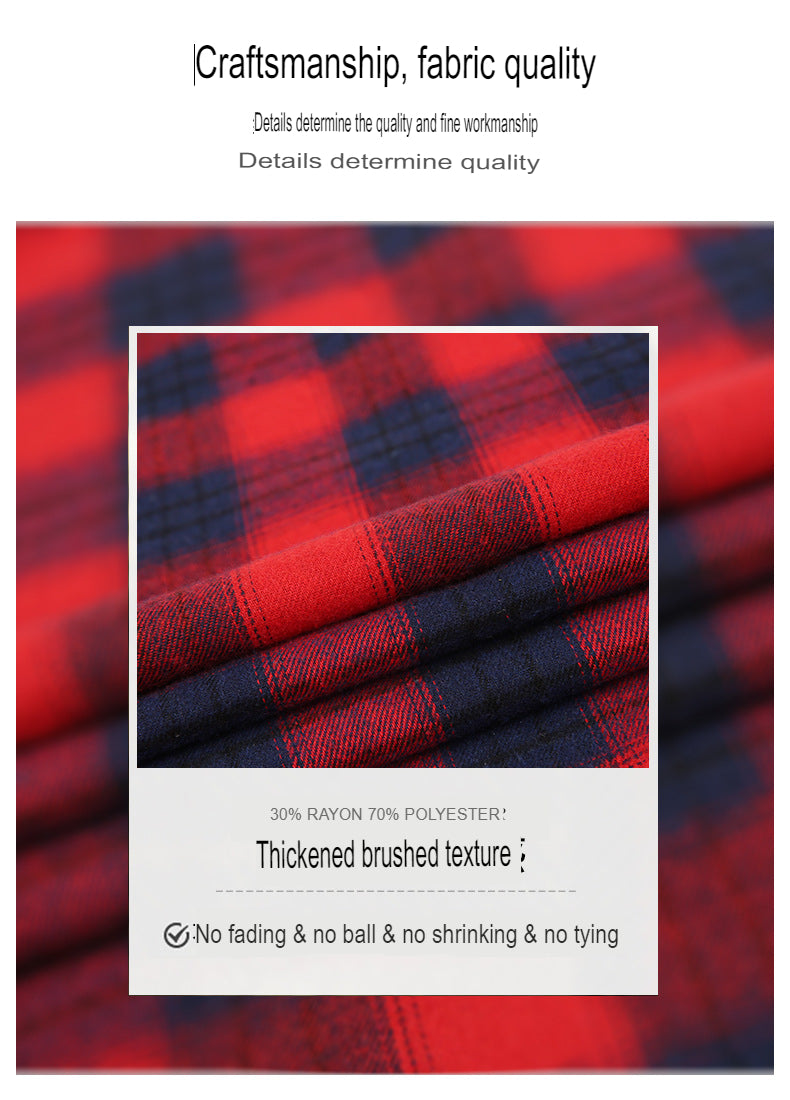 Herren Slim Wear Plaid Premium Langarm Doppeltasche Flanell Außenhandelshemd | M501 