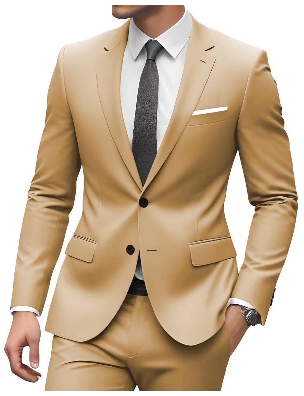 3-teiliger Herrenanzug mit Kragen für Hochzeitsfeiern und formelle Smokings, Jacke mit Hose, Weste, Anzug-Sets | 701 