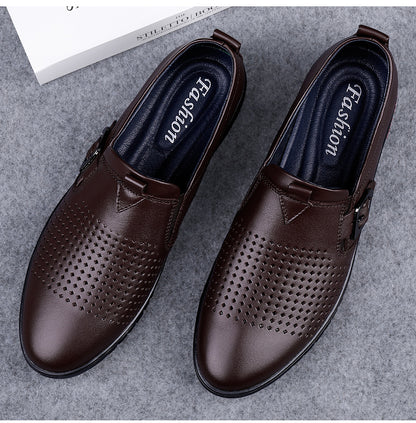 Men Driving Breathable Flats Casual Shoes Wedding Slip on loafers Leather Shoes | 23008