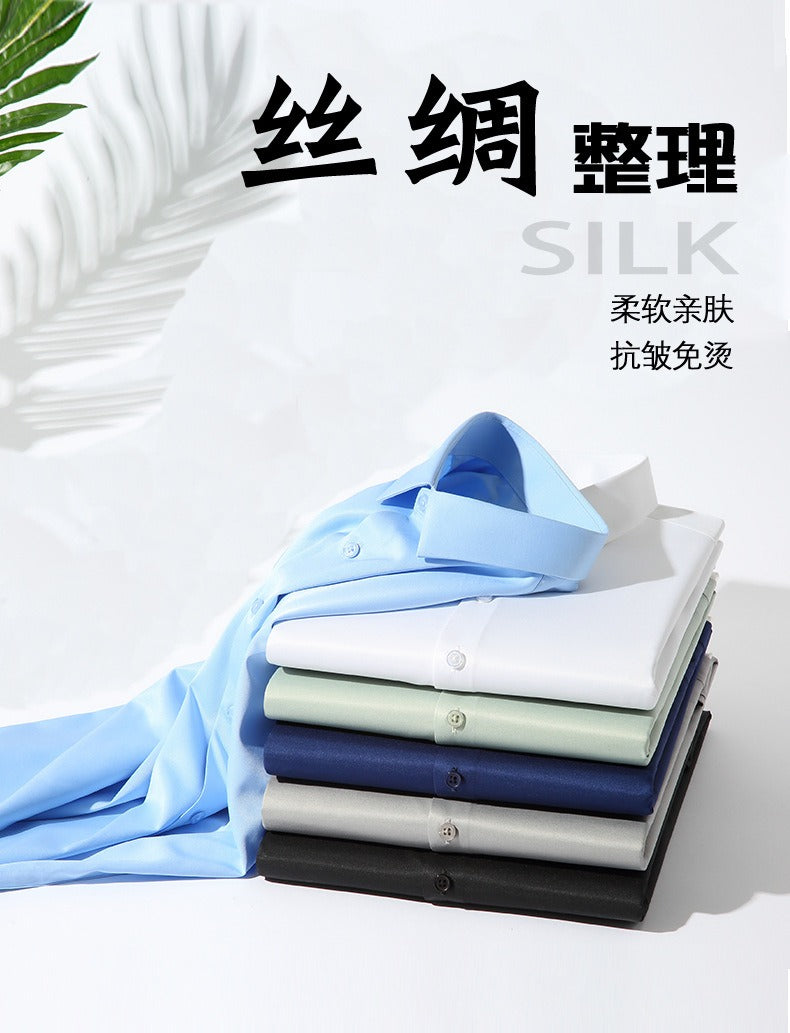Herrenhemden, klassisch, langärmelig, einfarbig, Designer-Businesshemden aus Seide | 2-7 