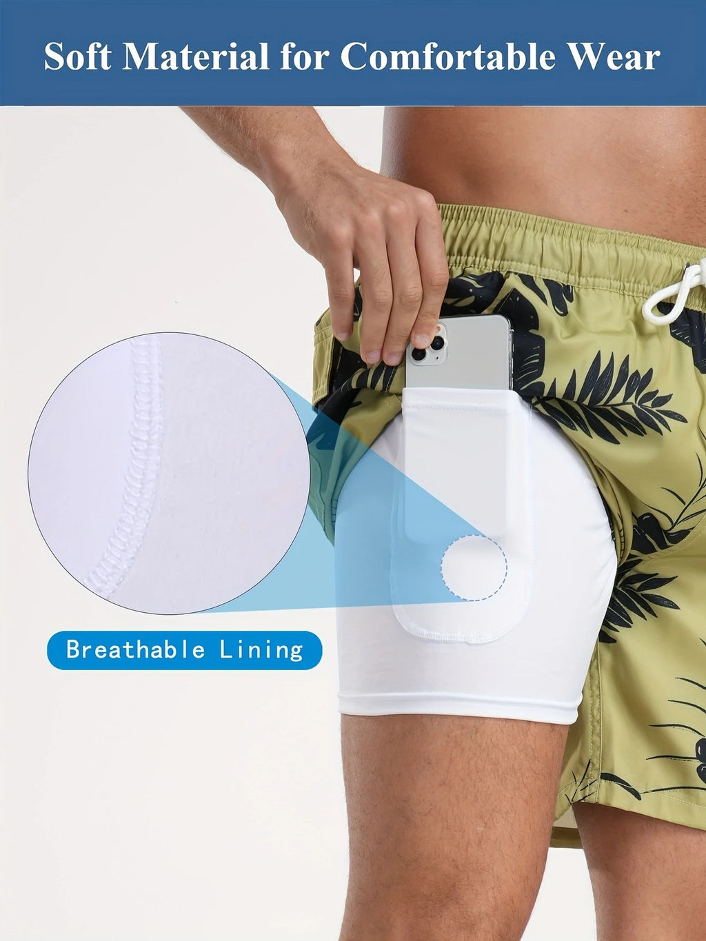 Schnelltrocknende Sommer-Strandshorts für Herren, mit Milchseide gefütterte Badehose für Männer | 265SCTK 