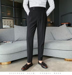 Stilvolle Business-Anzughose mit Plissee, trendige Mode, hohe Taille, lässig, schmale Passform, Vintage-Bleistifthose, Büro-Anzughose | F01 