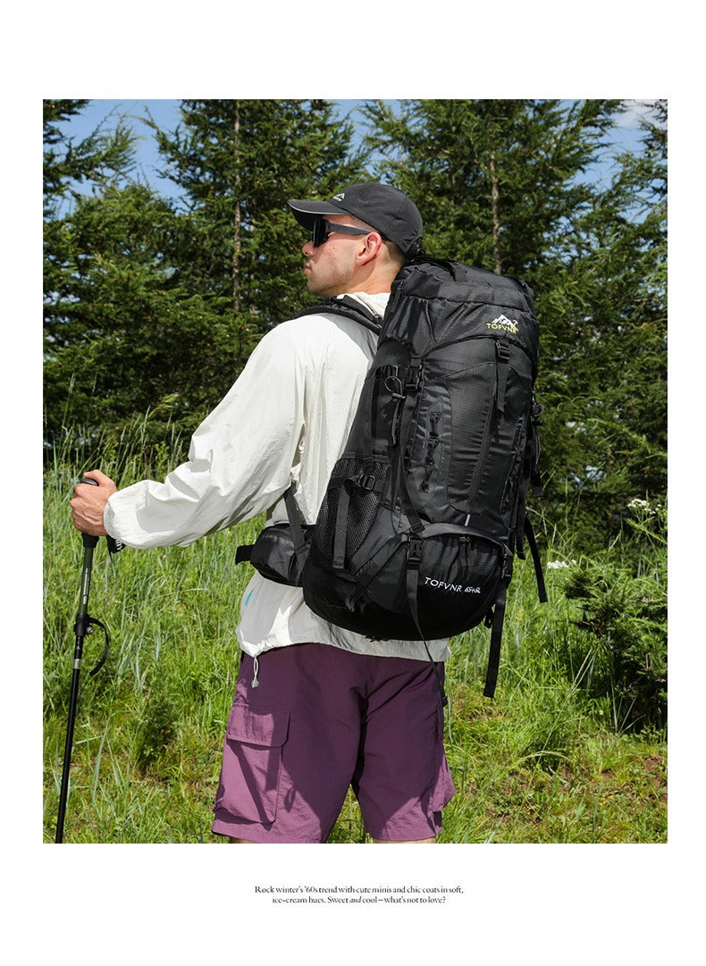 65+5L Outdoor-Wanderrucksack – Wasserdichter Trekkingrucksack mit großem Fassungsvermögen, Reflektorstreifen und erweiterbarem Design | 2201 