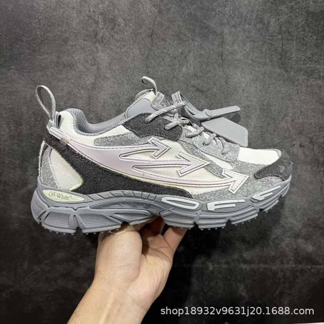 Off-White Premium Chunky Dad Sneakers Unisex Thick-Sole Casual Shoes Arrow Design Height-Increasing Trainers