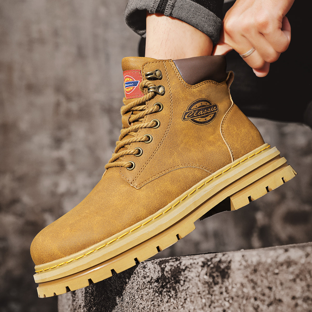 Herren-Lederstiefel im britischen Stil, High-Top-Arbeitskleidung, Freizeitschuhe | 6005 