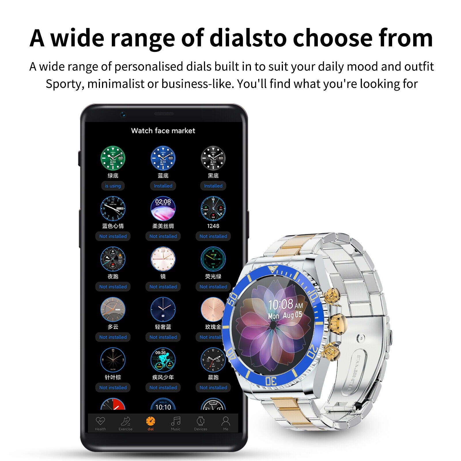 Herrenuhr Stahlarmband BT Call Smart Watch Rolex Style Business Sports Smart Watch | AW-12 