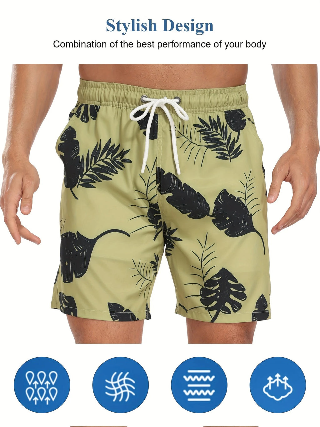 Schnelltrocknende Sommer-Strandshorts für Herren, mit Milchseide gefütterte Badehose für Männer | 265SCTK 