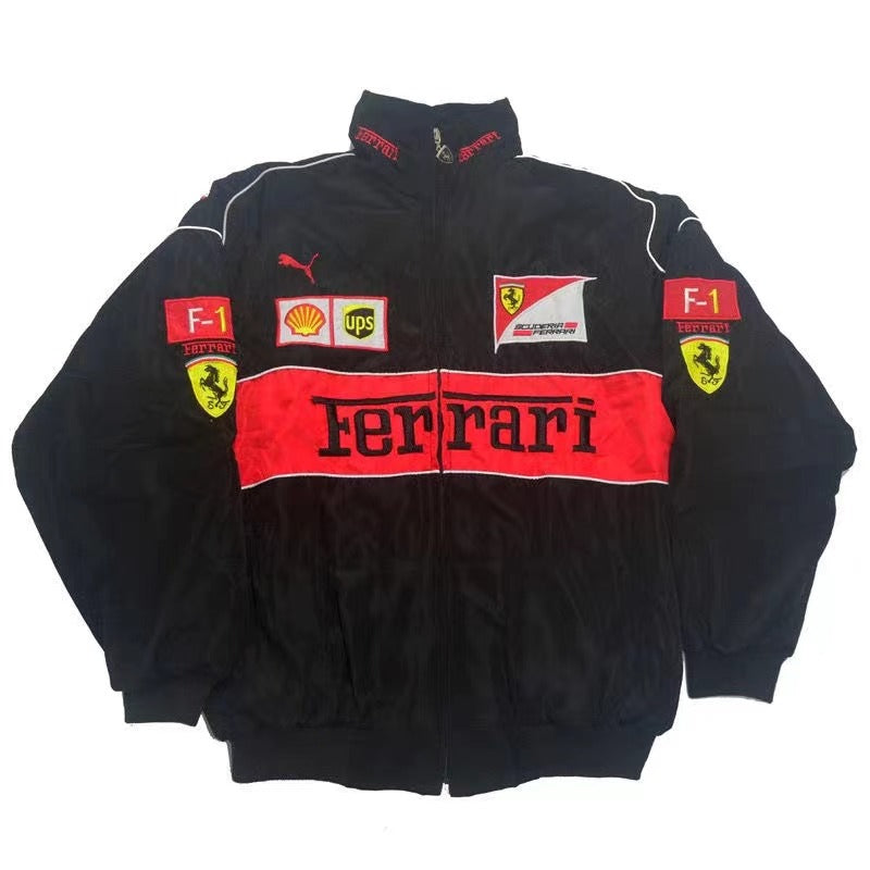 F1 Ferrari bestickte Rennanzugjacke im Retro-Stil, Motorradjacke für Frühling und Herbst | AL776286320703 