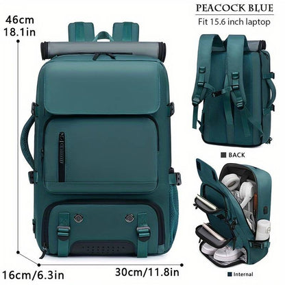 Professional Backpack Spacious Travel Rucksack Shoe Compartment Water-Resistant Outdoors Hiking Camping Bag Multiple Pockets & Padded Shoulder Straps | 7798