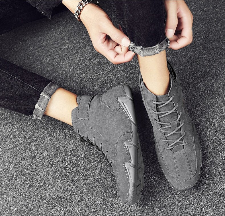 Flache kurze Herrenstiefel, Modetrend, Outdoor, echte, lässige Martin-Stiefeletten | 88377 